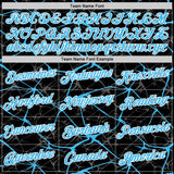 Custom Black Sky Blue Gray-White Abstract Network Crackle Performance T-Shirt