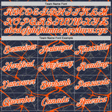 Custom Navy Orange Gray-White Abstract Network Crackle Performance T-Shirt