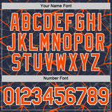 Custom Navy Orange Gray-White Abstract Network Crackle Performance T-Shirt