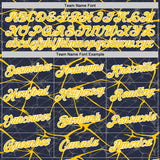 Custom Navy Yellow Gray-White Abstract Network Crackle Performance T-Shirt
