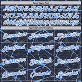Custom Navy Powder Blue Gray-White Abstract Network Crackle Performance T-Shirt