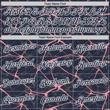 Custom Navy Medium Pink Gray-White Abstract Network Crackle Performance T-Shirt