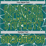 Custom Teal White Gray-Yellow Abstract Network Crackle Performance T-Shirt
