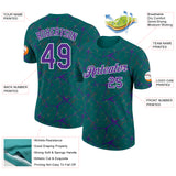 Custom Teal Purple Gray-White Abstract Network Crackle Performance T-Shirt