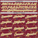 Custom Crimson Old Gold Gray-White Abstract Network Crackle Performance T-Shirt