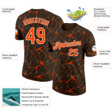 Custom Brown Orange Gray-White Abstract Network Crackle Performance T-Shirt