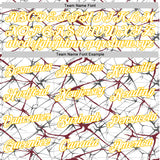 Custom White Burgundy Gray-Yellow Abstract Network Crackle Performance T-Shirt