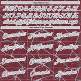 Custom Burgundy Gray-White Abstract Network Crackle Performance T-Shirt