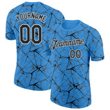 Custom Powder Blue Black Gray-White Abstract Network Crackle Performance T-Shirt