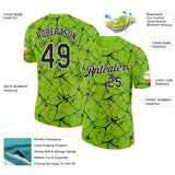 Custom Neon Green Black Gray-White Abstract Network Crackle Performance T-Shirt