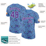 Custom Light Blue Purple Gray-White Abstract Network Crackle Performance T-Shirt