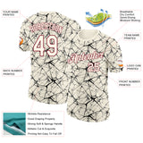 Custom Cream Black Gray-Crimson Abstract Network Crackle Performance T-Shirt
