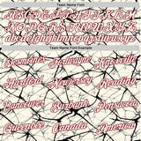 Custom Cream Black Gray-Crimson Abstract Network Crackle Performance T-Shirt