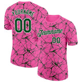 Custom Pink Green Gray-White Abstract Network Crackle Performance T-Shirt