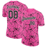 Custom Pink Black Gray-White Abstract Network Crackle Performance T-Shirt
