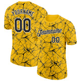 Custom Yellow Black Gray-White Abstract Network Crackle Performance T-Shirt