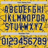 Custom Yellow Navy Gray-White Abstract Network Crackle Performance T-Shirt