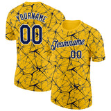 Custom Yellow Navy Gray-White Abstract Network Crackle Performance T-Shirt