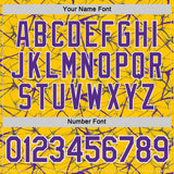 Custom Yellow Purple Gray-White Abstract Network Crackle Performance T-Shirt