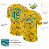 Custom Yellow Kelly Green Gray-White Abstract Network Crackle Performance T-Shirt
