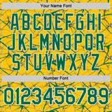 Custom Yellow Kelly Green Gray-White Abstract Network Crackle Performance T-Shirt