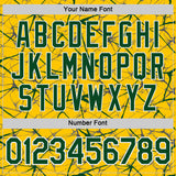 Custom Yellow Green Gray-White Abstract Network Crackle Performance T-Shirt