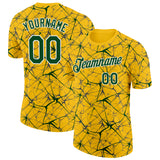 Custom Yellow Green Gray-White Abstract Network Crackle Performance T-Shirt
