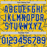 Custom Yellow Royal Gray-White Abstract Network Crackle Performance T-Shirt