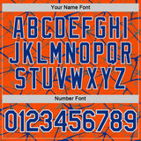 Custom Orange Royal Gray-White Abstract Network Crackle Performance T-Shirt