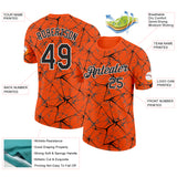 Custom Orange Black Gray-White Abstract Network Crackle Performance T-Shirt