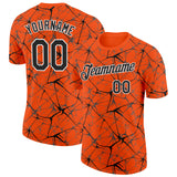 Custom Orange Black Gray-White Abstract Network Crackle Performance T-Shirt