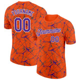 Custom Orange Purple Gray-White Abstract Network Crackle Performance T-Shirt