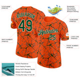 Custom Orange Green Gray-White Abstract Network Crackle Performance T-Shirt