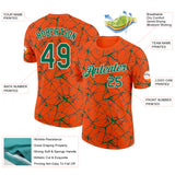 Custom Orange Kelly Green Gray-White Abstract Network Crackle Performance T-Shirt