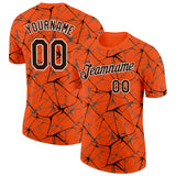 Custom Orange Brown Gray-White Abstract Network Crackle Performance T-Shirt