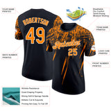 Custom Black Bay Orange-White Distressed Scratch Brush Stroke Performance T-Shirt