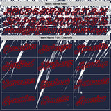 Custom Navy White-Red Distressed Scratch Brush Stroke Performance T-Shirt