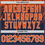 Custom Navy Orange-White Distressed Scratch Brush Stroke Performance T-Shirt