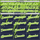 Custom Navy Neon Green-White Distressed Scratch Brush Stroke Performance T-Shirt