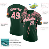 Custom Green Medium Pink-White Distressed Scratch Brush Stroke Performance T-Shirt