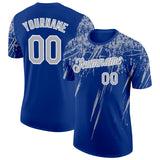 Custom Royal Gray-White Distressed Scratch Brush Stroke Performance T-Shirt