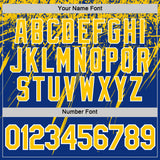 Custom Royal Yellow-White Distressed Scratch Brush Stroke Performance T-Shirt
