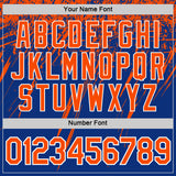 Custom Royal Orange-White Distressed Scratch Brush Stroke Performance T-Shirt