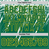 Custom Kelly Green White-Yellow Distressed Scratch Brush Stroke Performance T-Shirt
