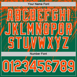 Custom Kelly Green Orange-White Distressed Scratch Brush Stroke Performance T-Shirt