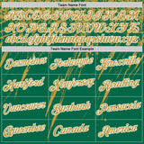 Custom Kelly Green Old Gold-White Distressed Scratch Brush Stroke Performance T-Shirt