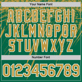 Custom Kelly Green Old Gold-White Distressed Scratch Brush Stroke Performance T-Shirt