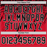 Custom Red Black-White Distressed Scratch Brush Stroke Performance T-Shirt