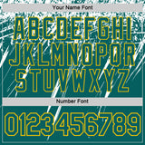 Custom Teal White-Yellow Distressed Scratch Brush Stroke Performance T-Shirt