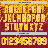 Custom Crimson Yellow-White Distressed Scratch Brush Stroke Performance T-Shirt